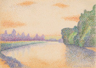 Die Ufer der Marne bei Morgengrauen von Albert Dubois Pillet
